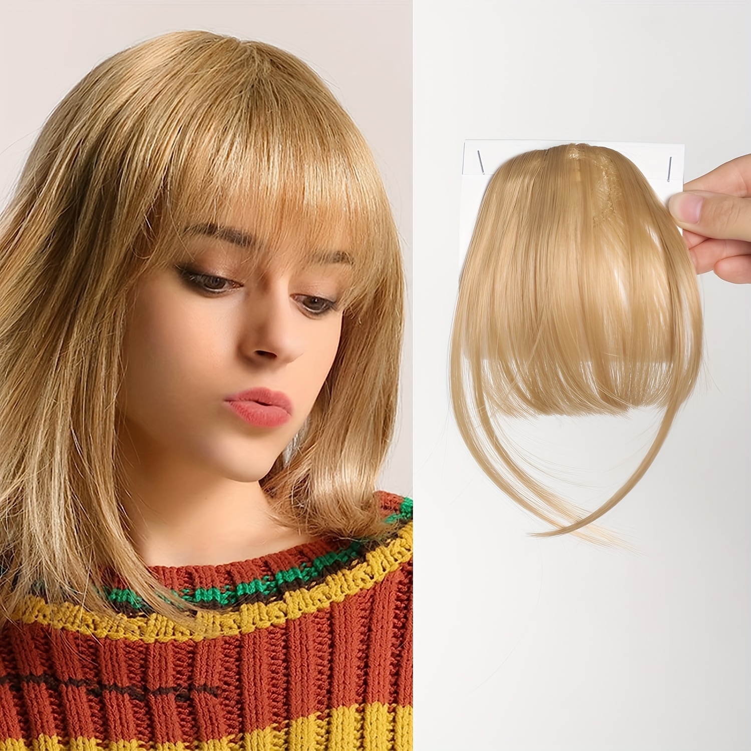 womens straight synthetic clip in hair bangs extension natural looking air fringe hairpiece invisible clip hair   7 5g basics style details 7