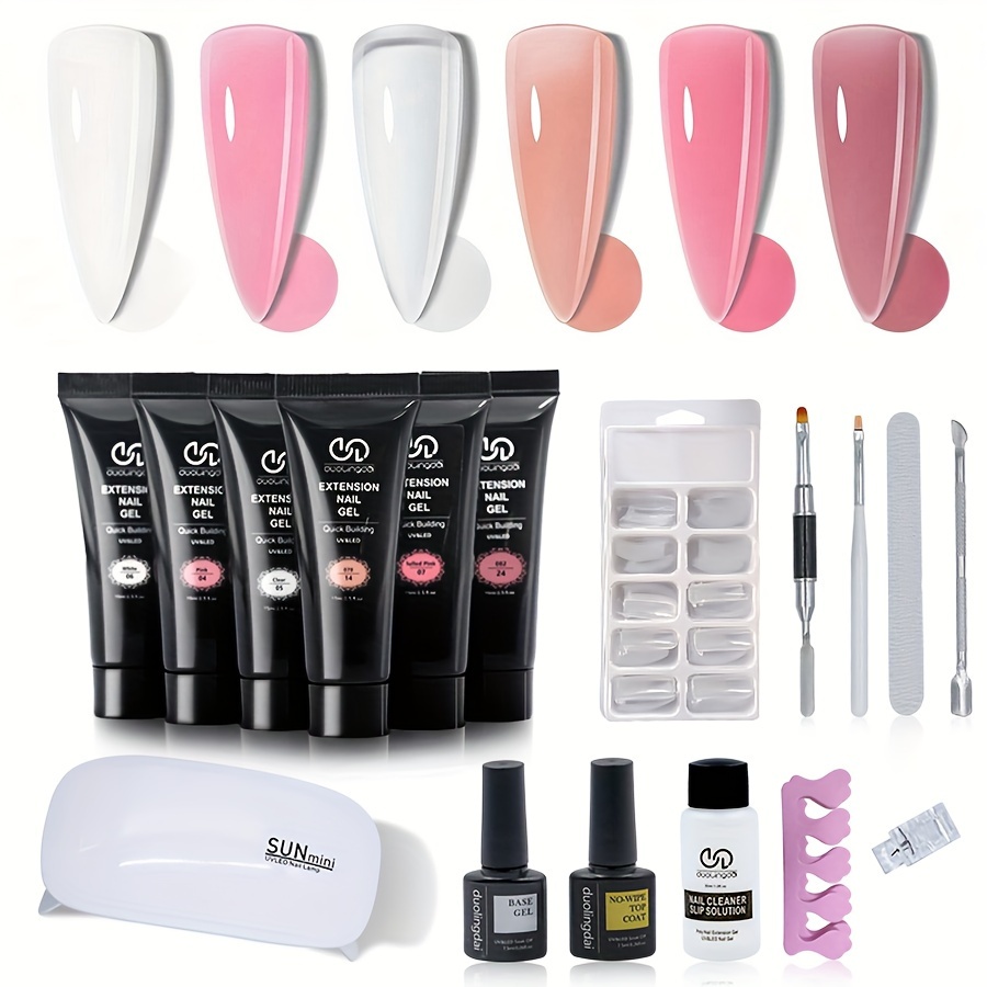 

Complete Poly Nail Extension Kit With Builder Gel, Brush, Slip Solution & Forms - Perfect For Beginners & Diy Salon At Home