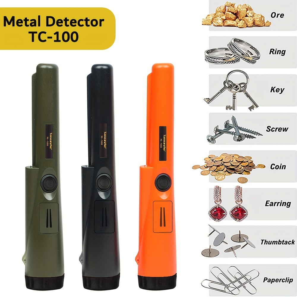 

1 Pack, Metal Detector With 360° Treasure Hunts Precision Pinpointer Stick, Portable Handheld Security Scanner With Led Light Beep, 9.06inch Length, Includes Holster Accessories