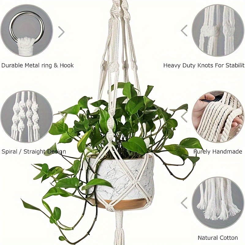 

Hanging Rope Plants With Macrame Hanging Rack Set Of 3 Self-watering Flower Pots Hanging Basket Flower Pot Rack Without Flower Pots