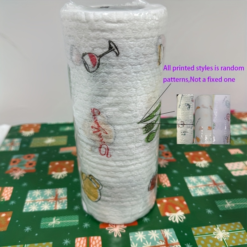 1 Roll Of 100 Reusable Kitchen Towels (patterns Are Printed - Microfiber, Suitable For Multiple Uses Such As , For Parties, And Outdoors)