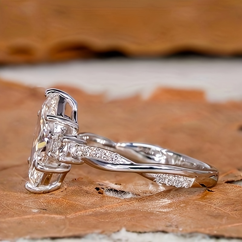 Women's 925 Sterling Silver Marquise Cut Cubic Zirconia Ring