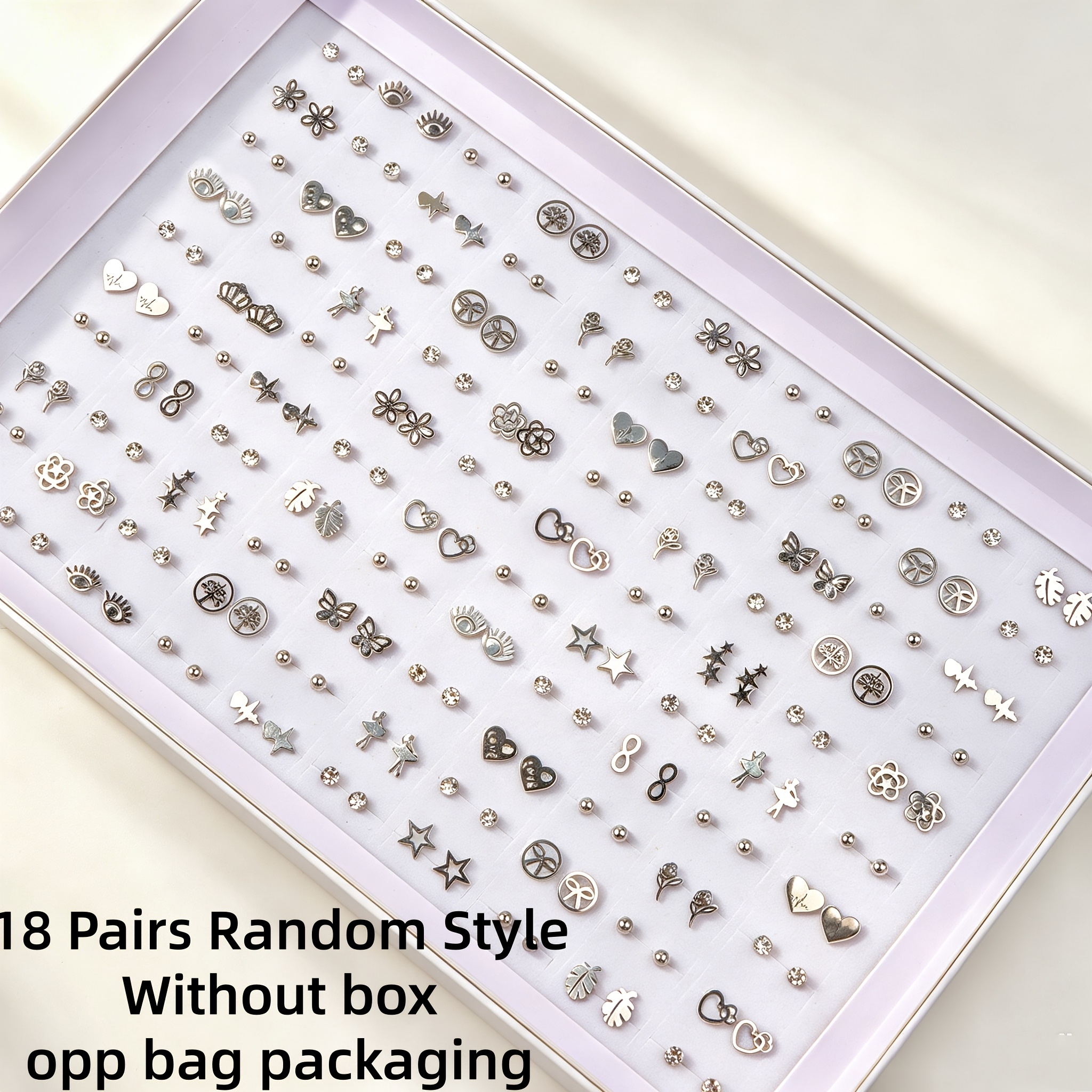 TEMU 18 de Aretes de Acero Inoxidable Estilo , Set de Moda Diario Combinable Fácil Estrella Luna Mini Aretes Hombres Mujeres Joyería Estilo Aleatorio