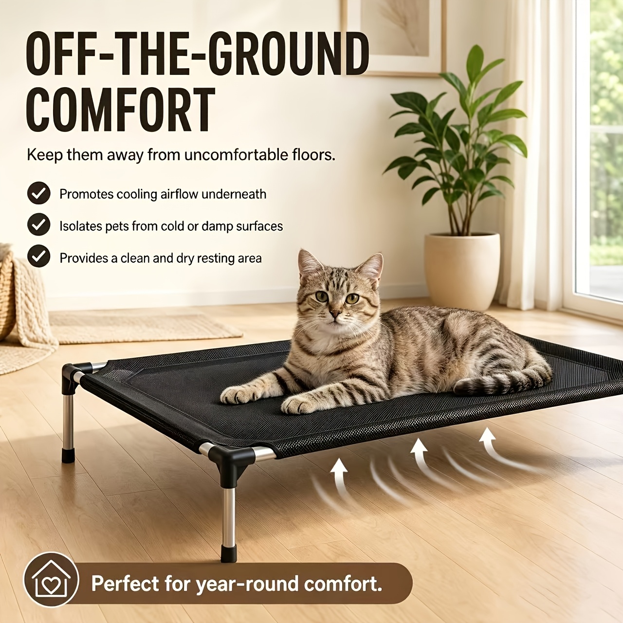 TEMU Pet Travel Cot, /m/l Sizes, Suitable For Cats/small Dogs/medium To Large Dogs. Features -resistant Mesh Fabric With An Elevated Bed , , ,