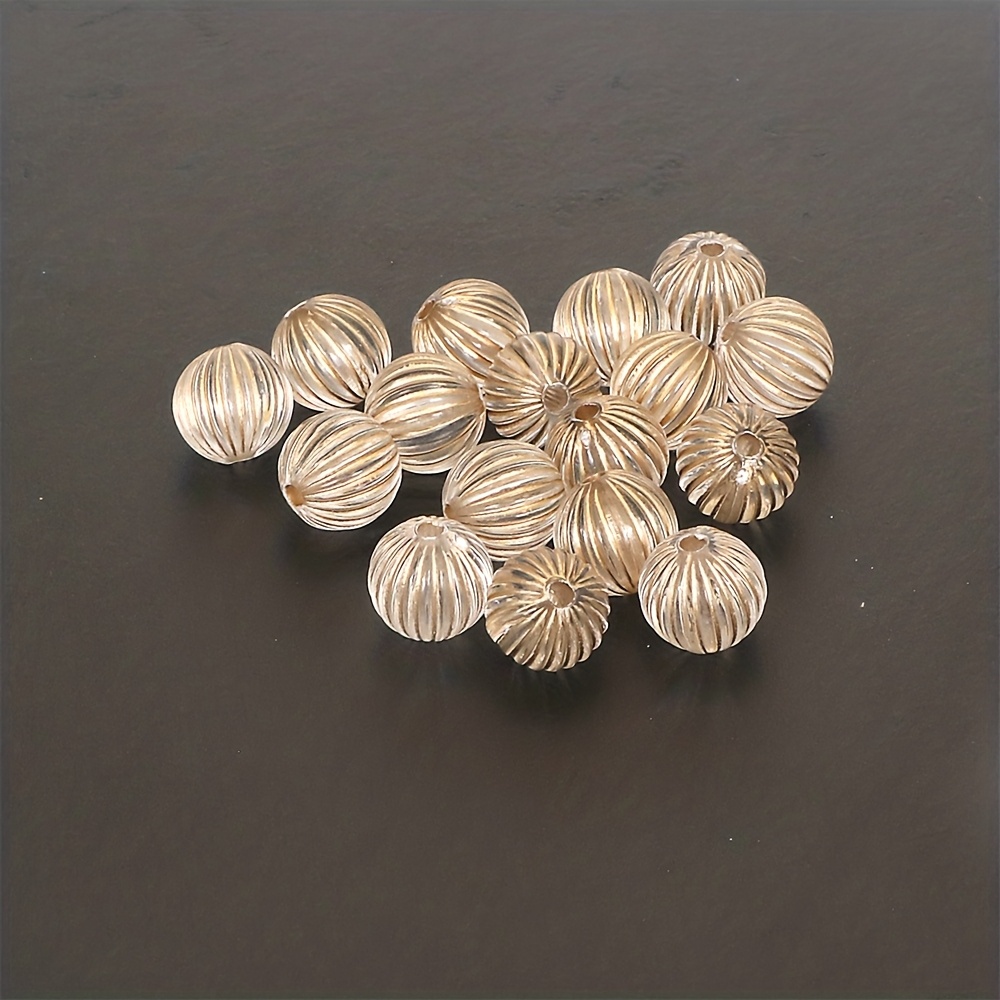 TEMU 50pcs 10mm Transparent Clear With Silvery Accent Acrylic Striped Round Design Spacers Beads Crafts For Diy Necklace Bracelets Jewelry Making