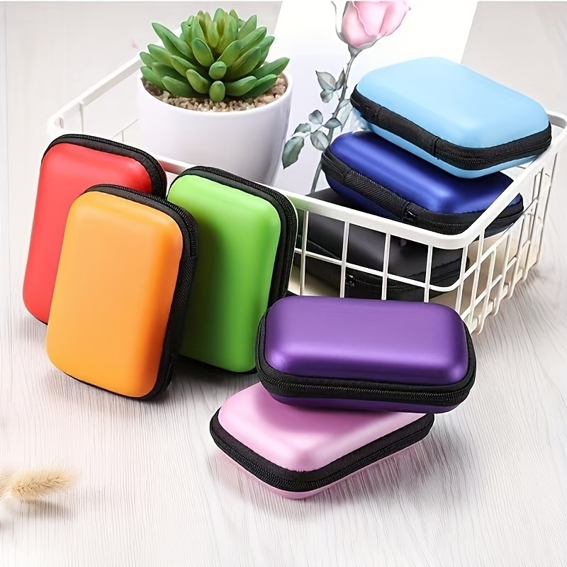 1pc EVA Headphone Storage Bag with Zipper - Portable Wireless Earbud Case & Cable Organizer, Durable Plastic, Mixed Color Shell