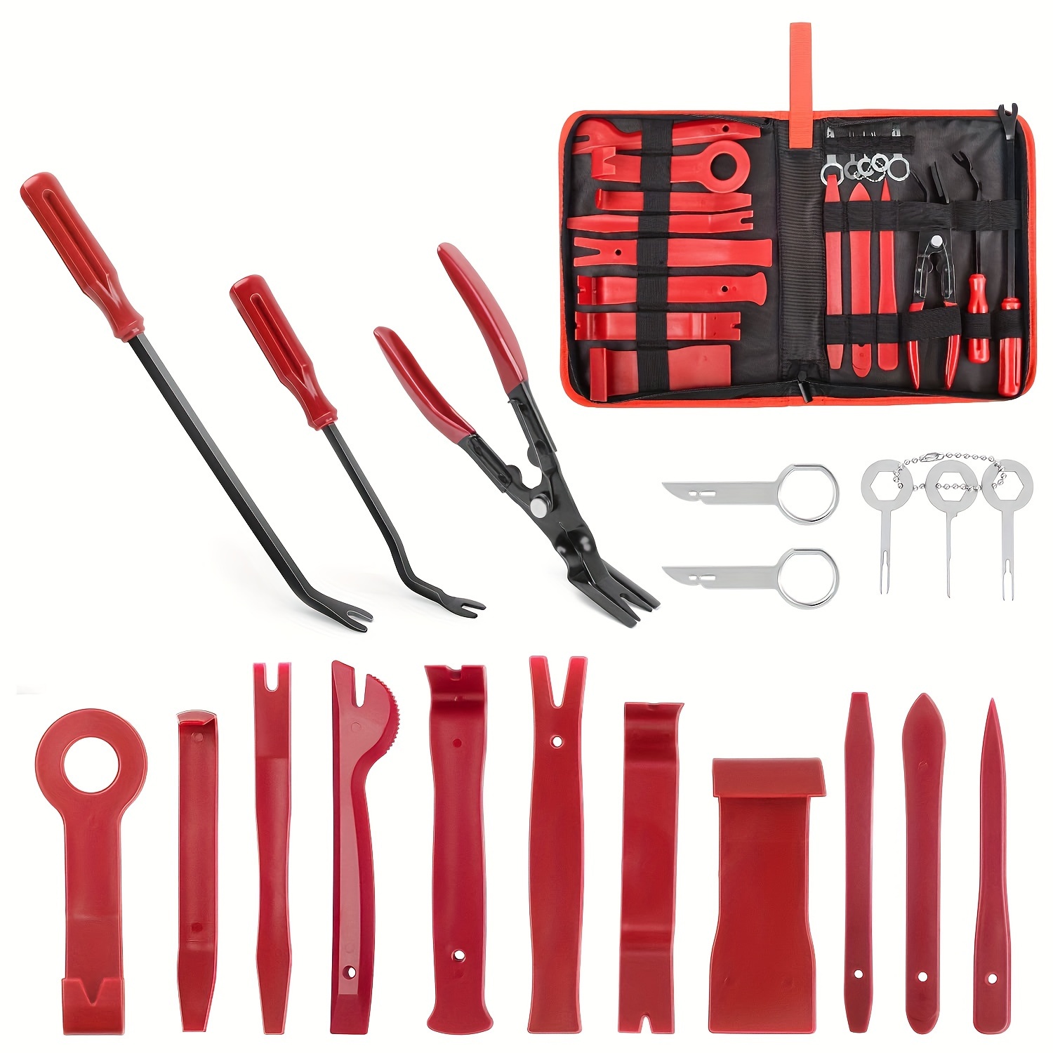 

19pcs Auto Trim Removal Tool Kit With Clip Pliers - Nylon Car Panel & Upholstery Disassembly Set, Includes Portable Storage Bag Bearing Removal Tool Kit