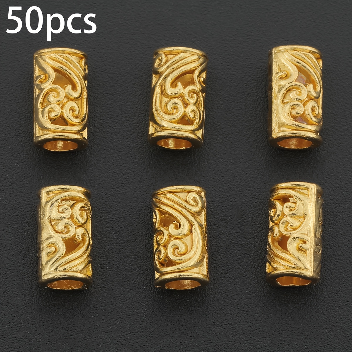 E-shop 50/100 Stück Fassperlen Spacer Perlen Legierung Hohles Muster Spacer Perlen Perlen Eimerform Lose Perlen Positionierungsperlen Dekorative Perlen