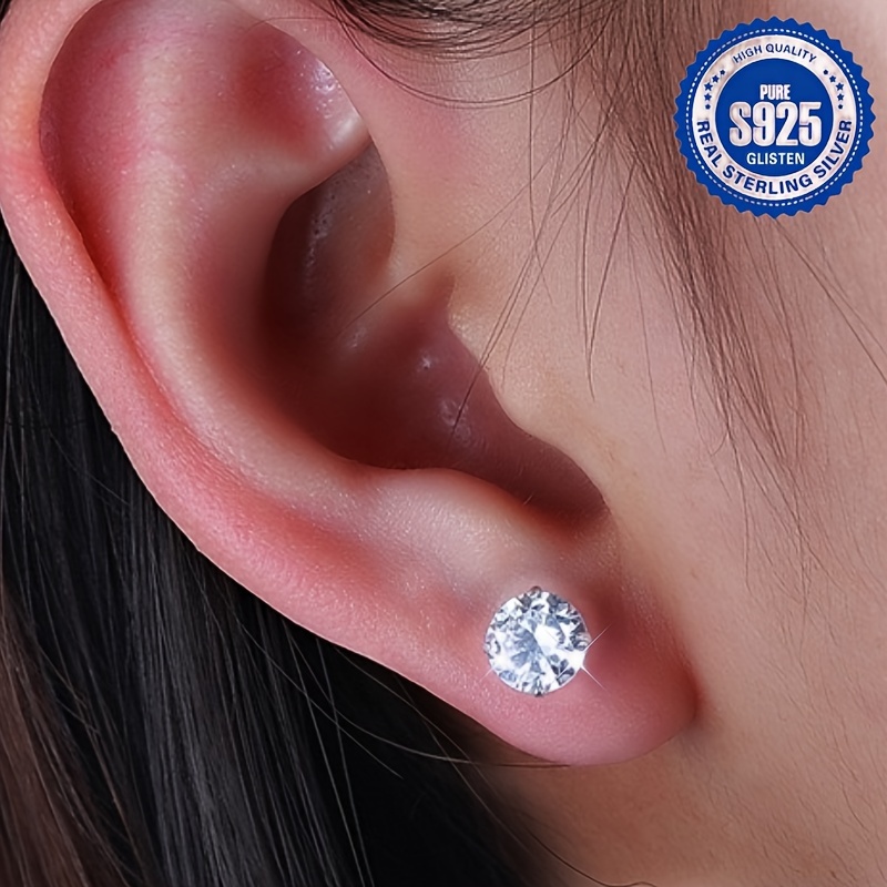 2 Pack S925 CZ Stud Earrings Boho Style Hypoallergenic Jewelry