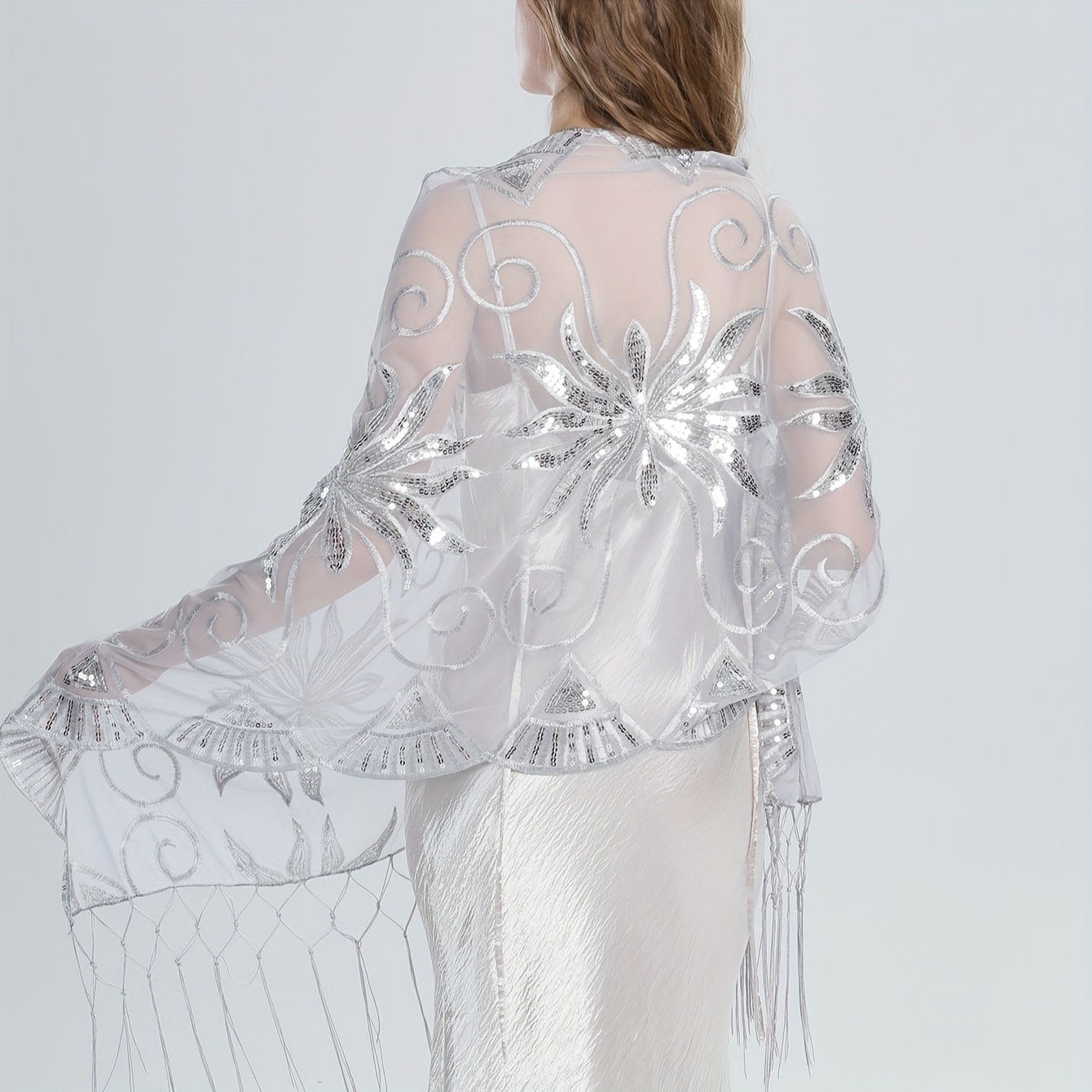 a shimmering fringe shawl sequins a party scarf evening - Temu a shimmering fringe shawl sequins a party scarf evening - Temu