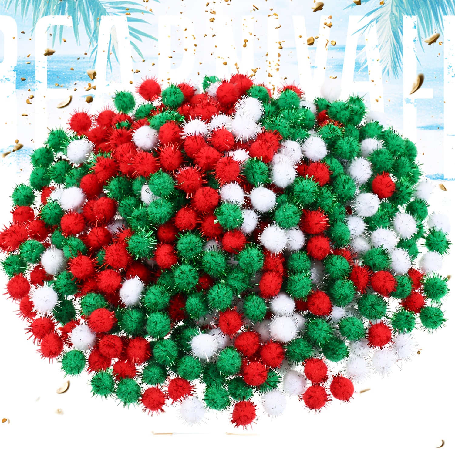 TEMU 300 Piezas de Navideños Brillantes, Bolas de Multicolor para Manualidades y Decoración del Hogar, Adornos Navideños , Verde y , Suministros para