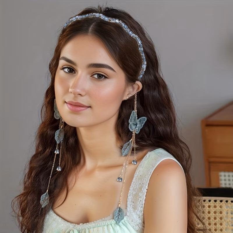 1pc romantic women tassel headband high quality embroidered leaf pendant hair band hair accessories luxury party headwear best birthday gift t2248 Product details 8