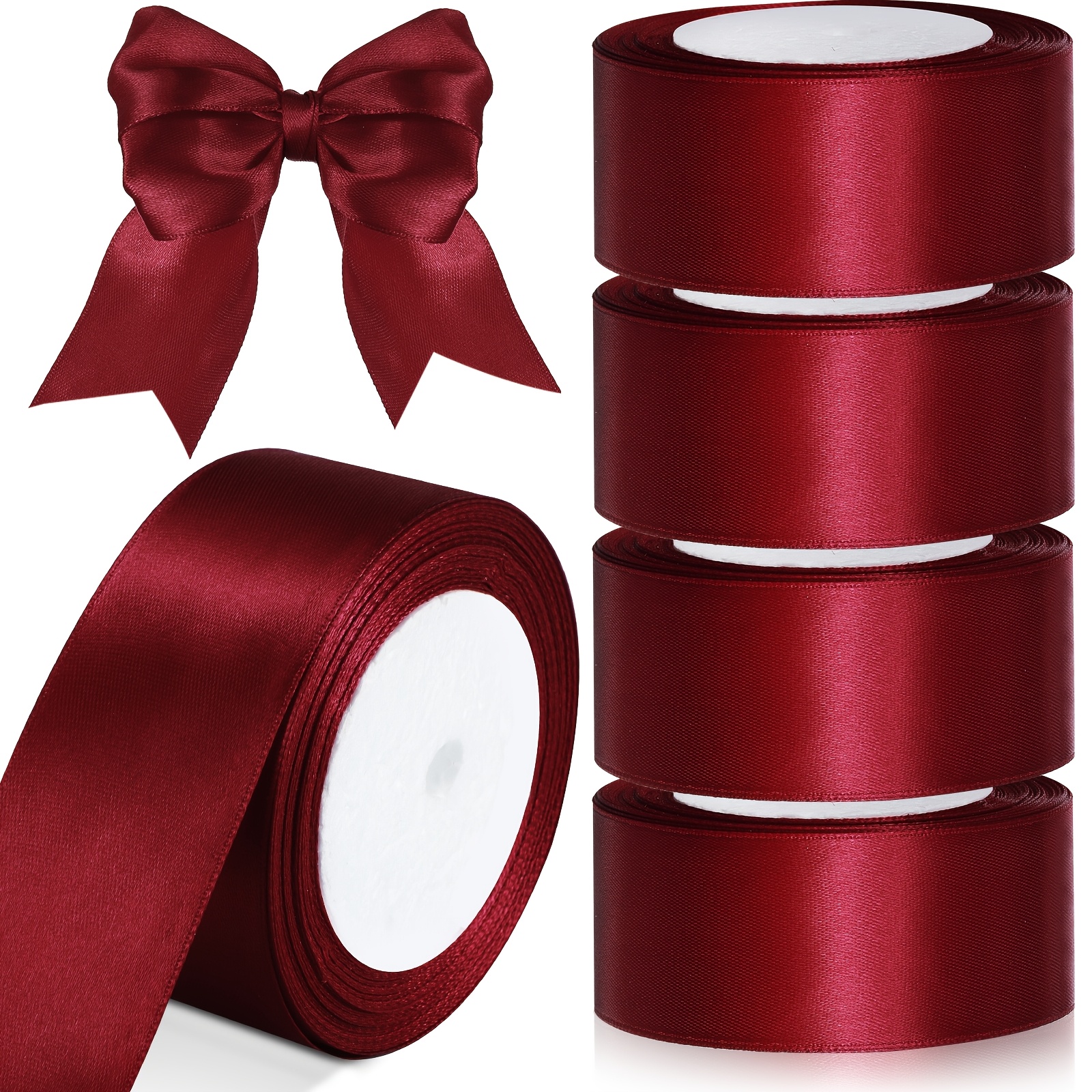 TEMU 4 Rolls Of Satin Ribbon 2 Inches X 96 Yards Double Sided Satin Ribbon Solid Color Fabric Satin Ribbon For Bouquet Wrapping, Wedding Invitations,