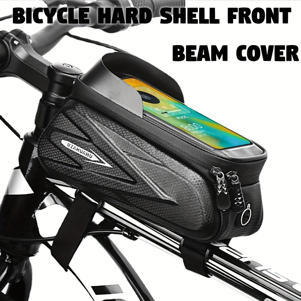 

Black Eva Hard Shell Bike Frame Bag With Touchscreen Holder And Earphone Jack - Cycling Accessory For Storage And Sun Protection