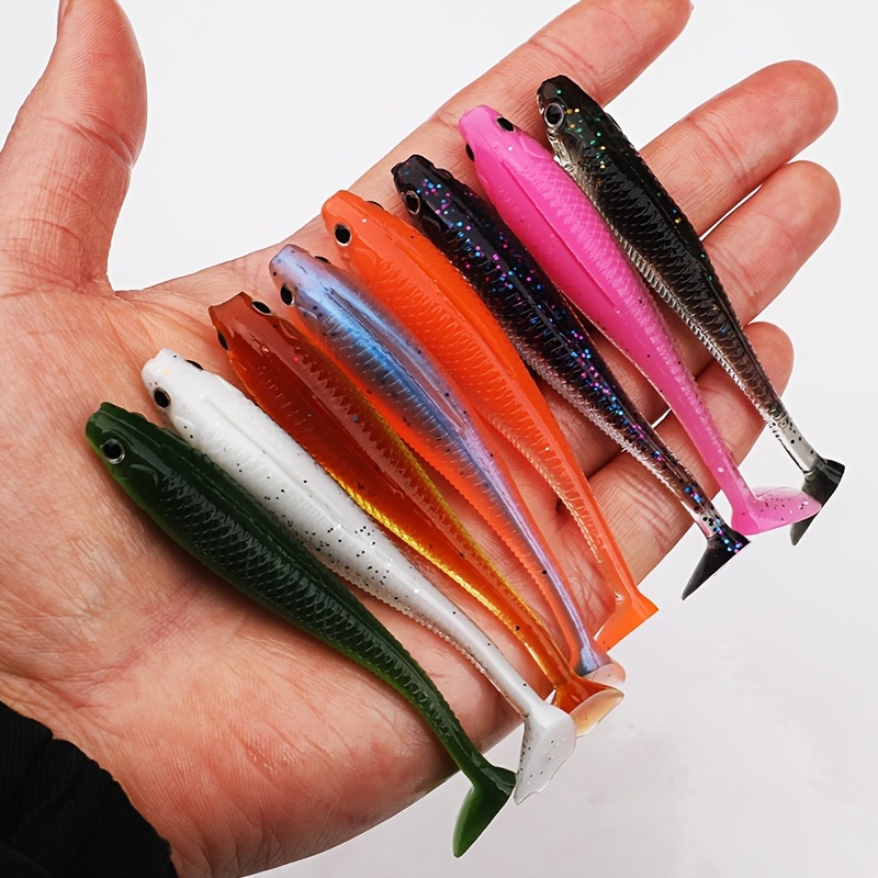 

8-pack Glittering Soft Rubber Fishing Lures, Pouch-,, Ideal For Angling