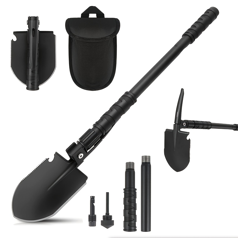 super light 1pc   folding shovel survival shovel with saw pick and camo pouch durable stainless steel for camping hiking and   multi tool sturdy construction