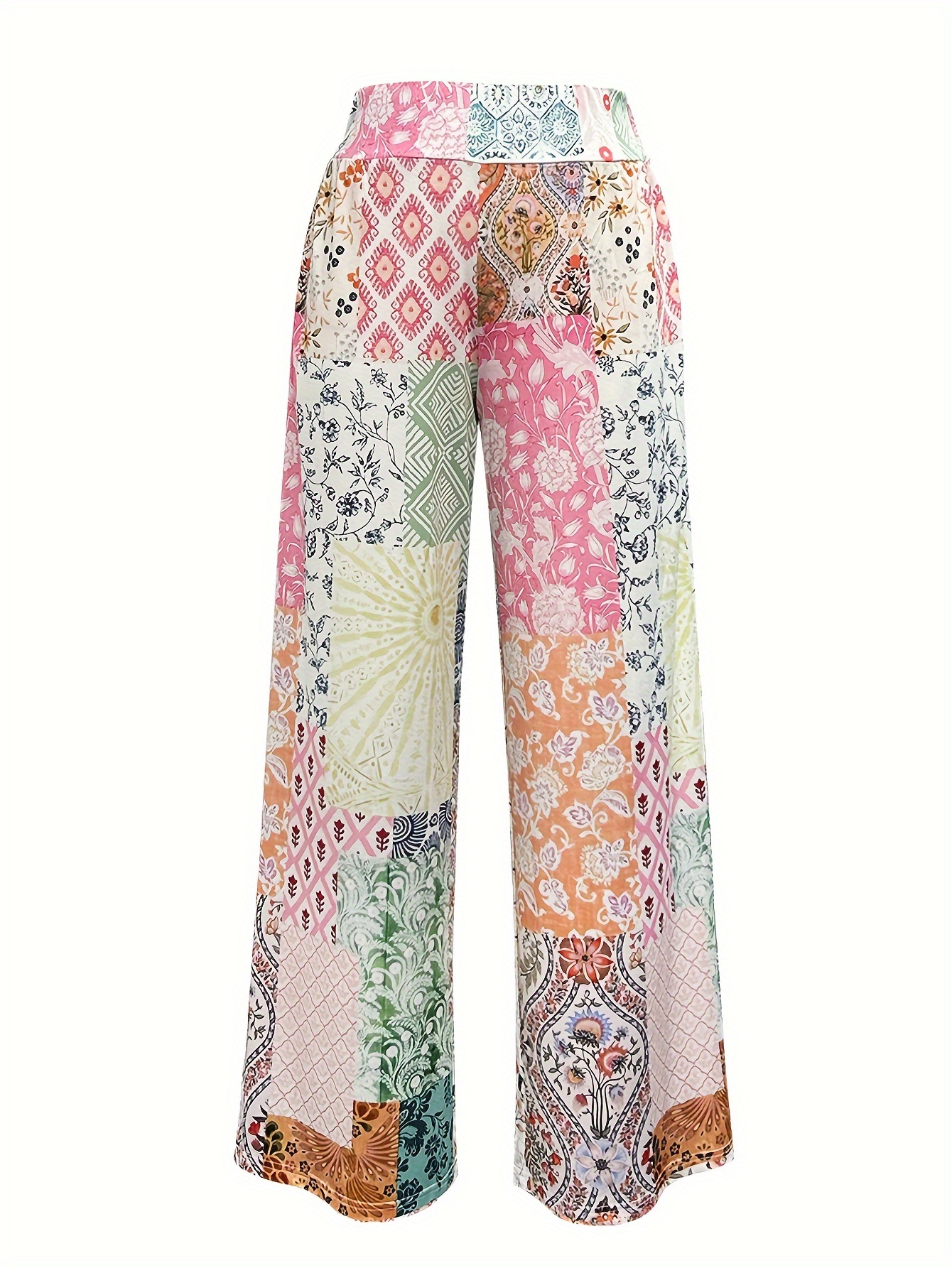 colorful floral print womens wide leg pants - Temu