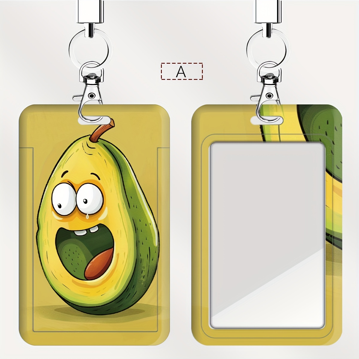 TEMU Porta badge con cordino della serie Avocado - Porta con cordino per infermieri e medici dei animati, porta per autobus con carta di - Materiale