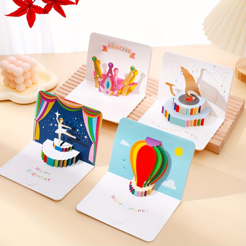 

4-pack Cute Cartoon 3d Pop-up Greeting Cards With Envelopes - Perfect For Birthdays, Thank & Invitations Funny Birthday Cards Pop Up Greeting Cards