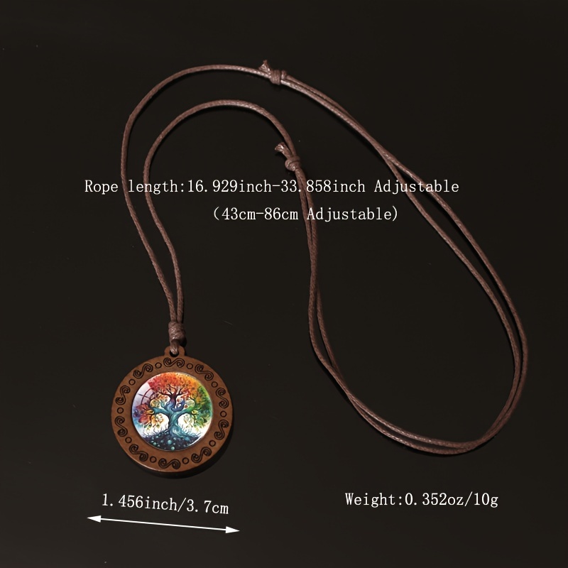 Handcrafted Bohemian Tree of Life Glass Pendant Necklace