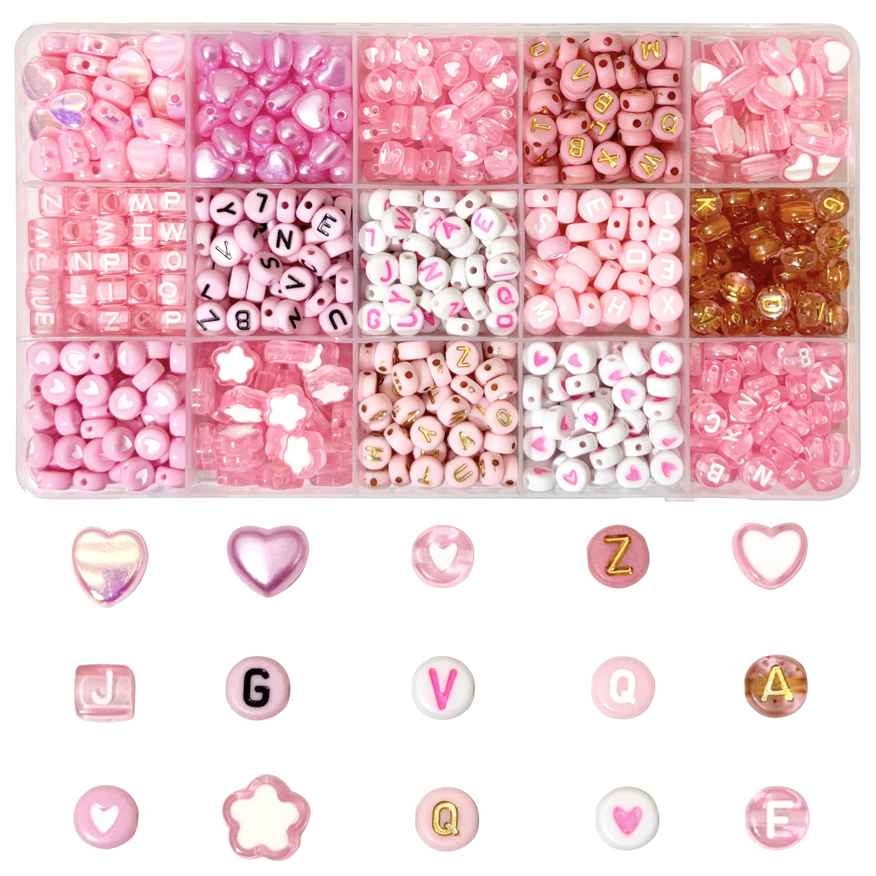 E-shop mit rosa Acryl-Perlen Buchstaben Perlen Mittelperlen, geeignet für Schmuckherstellung, hochwertige glatte Perlen, für Halsketten, Armbänder,