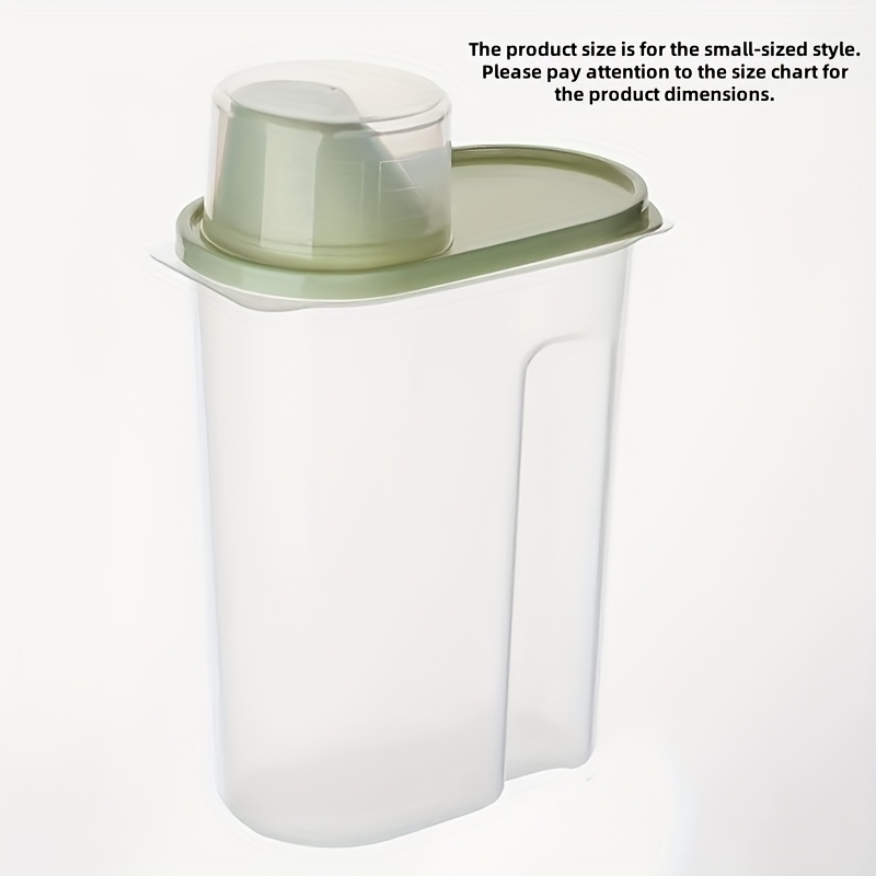 A Sealed Pet Storage Container Of Used As A Spoon. Made Of Durable Pp, Rectangular , Fresh And Dry, Featuring A Measuring Cup Lid For Easy Pouring