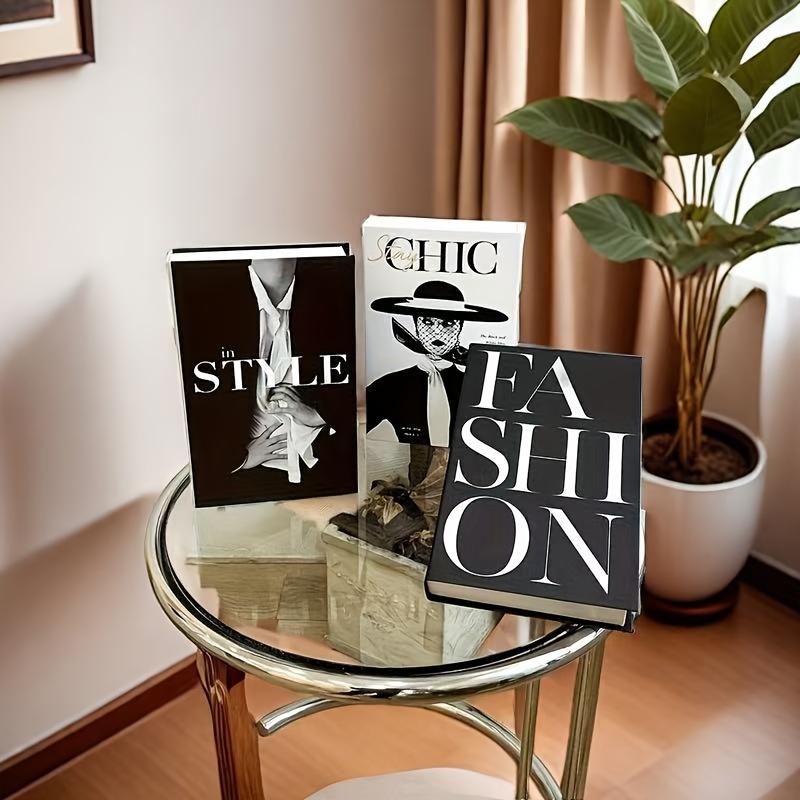 

3pcs Ornament Set - Simple Simulation Book Decoration For Indoor Coffee Table Desk - Designer Magazine For Home And Office