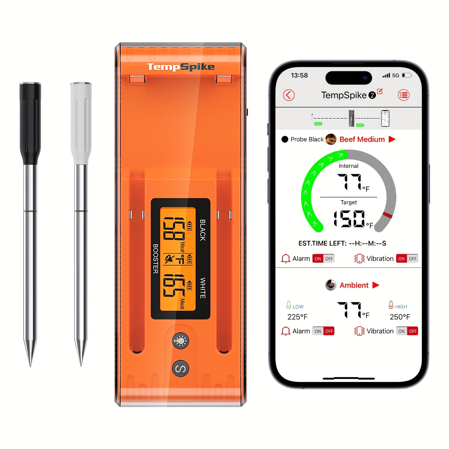 TEMU Tp962 Thermopro Wireless Meat Thermometer, Cooking Food Thermometer With Lcd & -coded Probes For Bbq Oven Turkey Rotisserie