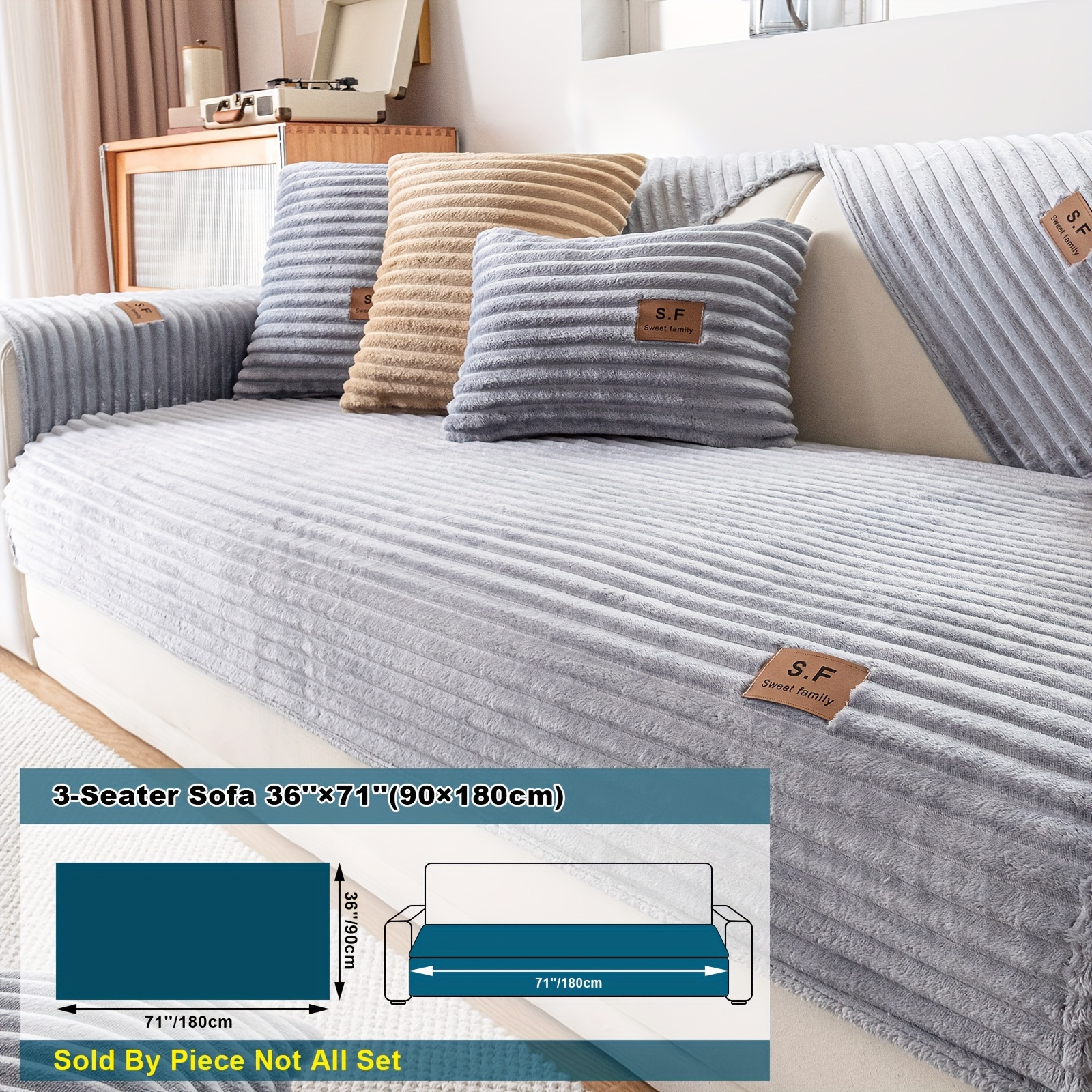 E-shop Flanell Plüsch Sofa Überwurf, Haustierbezüge für Couches, Katzenkratz Hunde Couchbezug, Barhocker Sofa Couchbezug, Dickes Plüsch Sitzkissen
