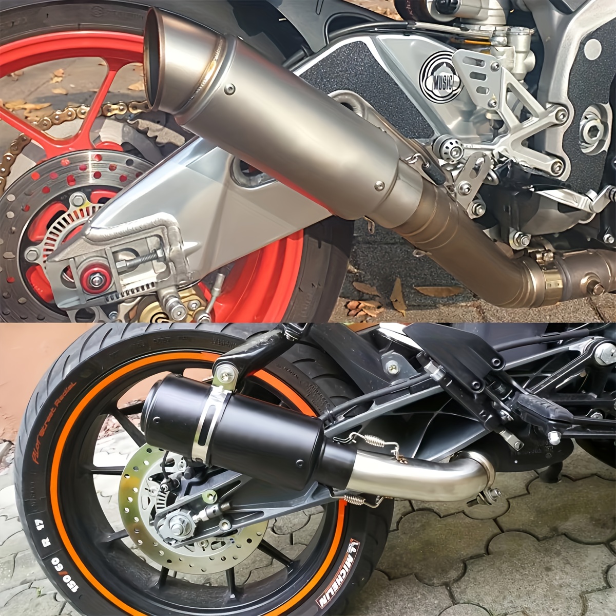 1pc 51mm universal motorcycle exhaust pipe stainless steel       street scooters sports bikes motorcycle accessories aesthetic upgrade   construction details 3