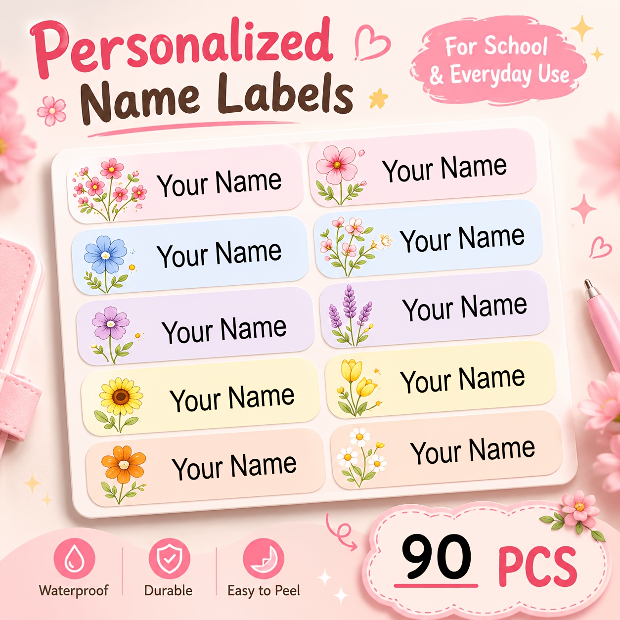 TEMU Custom Name Labels, Personalized Name Stickers, Name Stickers, Easy To Apply, High , Reusable, Scratch Resistant, Easy To Peel, , School