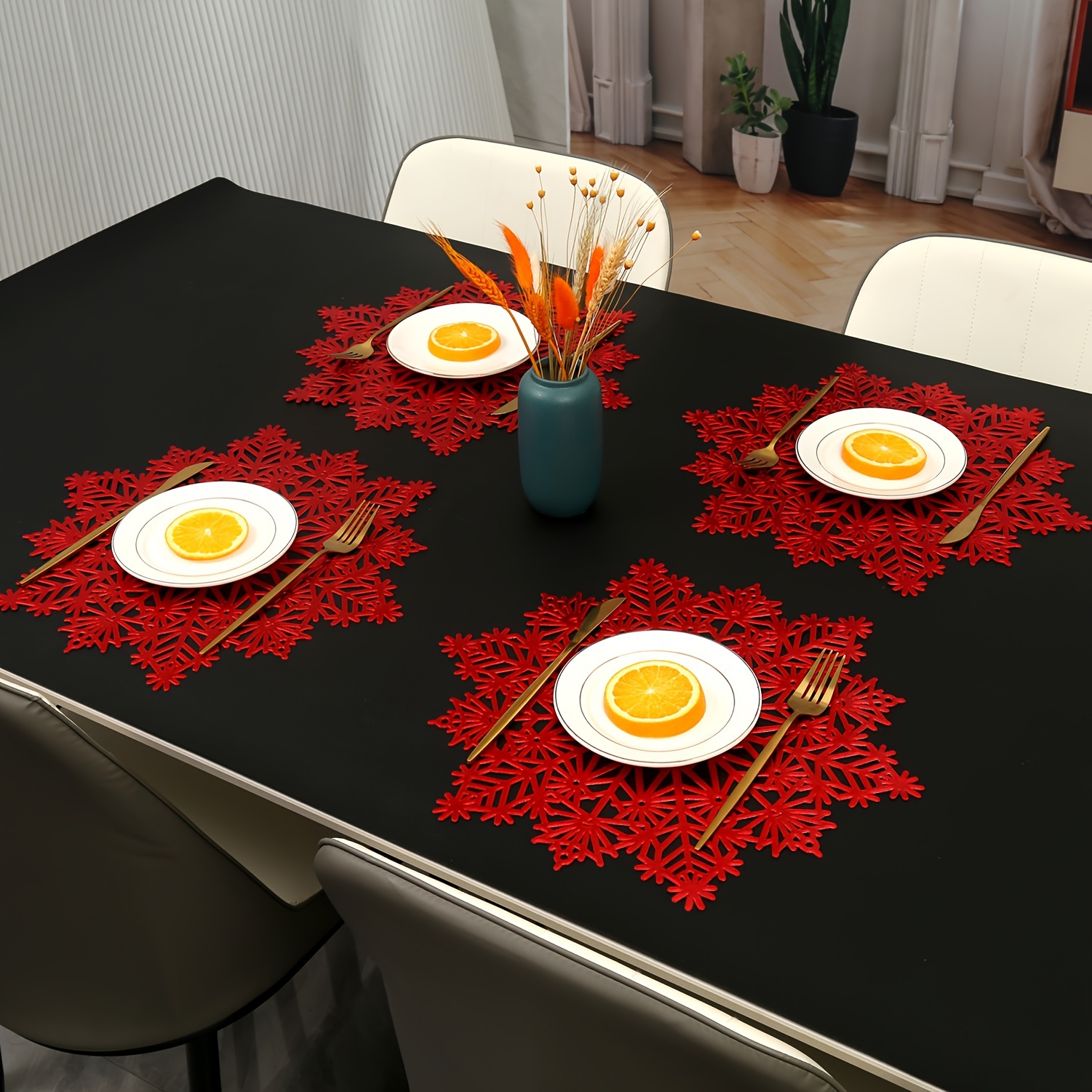 TEMU 4pcs/6pcs/8pcs/12pcs Christmas Decoration Table Mats For Hotels And Restaurants, Washable Pvc Insulation And Heat-resistant Table Mats, Best For Christmas