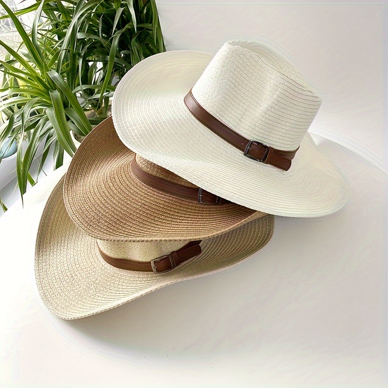 Short Brim Straw Hat Fedora Outdoor Beach Travel Summer Sun - Temu Canada