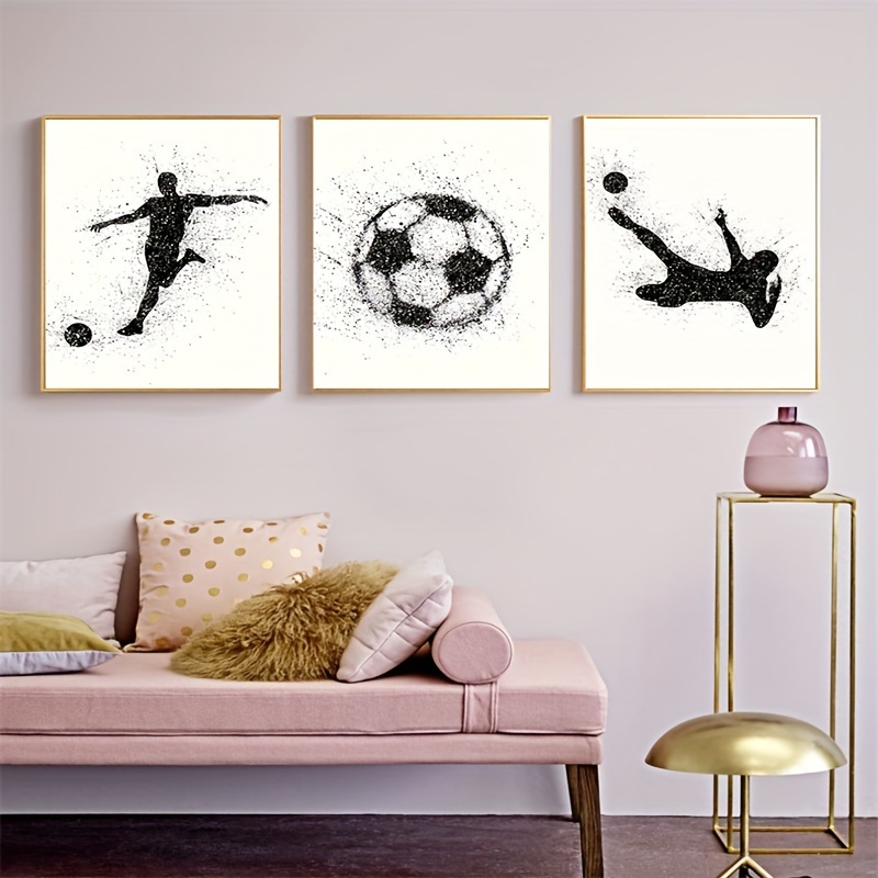 

3pcs/set Unframed Sport Canvas Print Posters, Football Canvas Wall Art Paintings, Artwork Wall Painting For Living Room Bedroom Bathroom Office Hallway Wall Decors