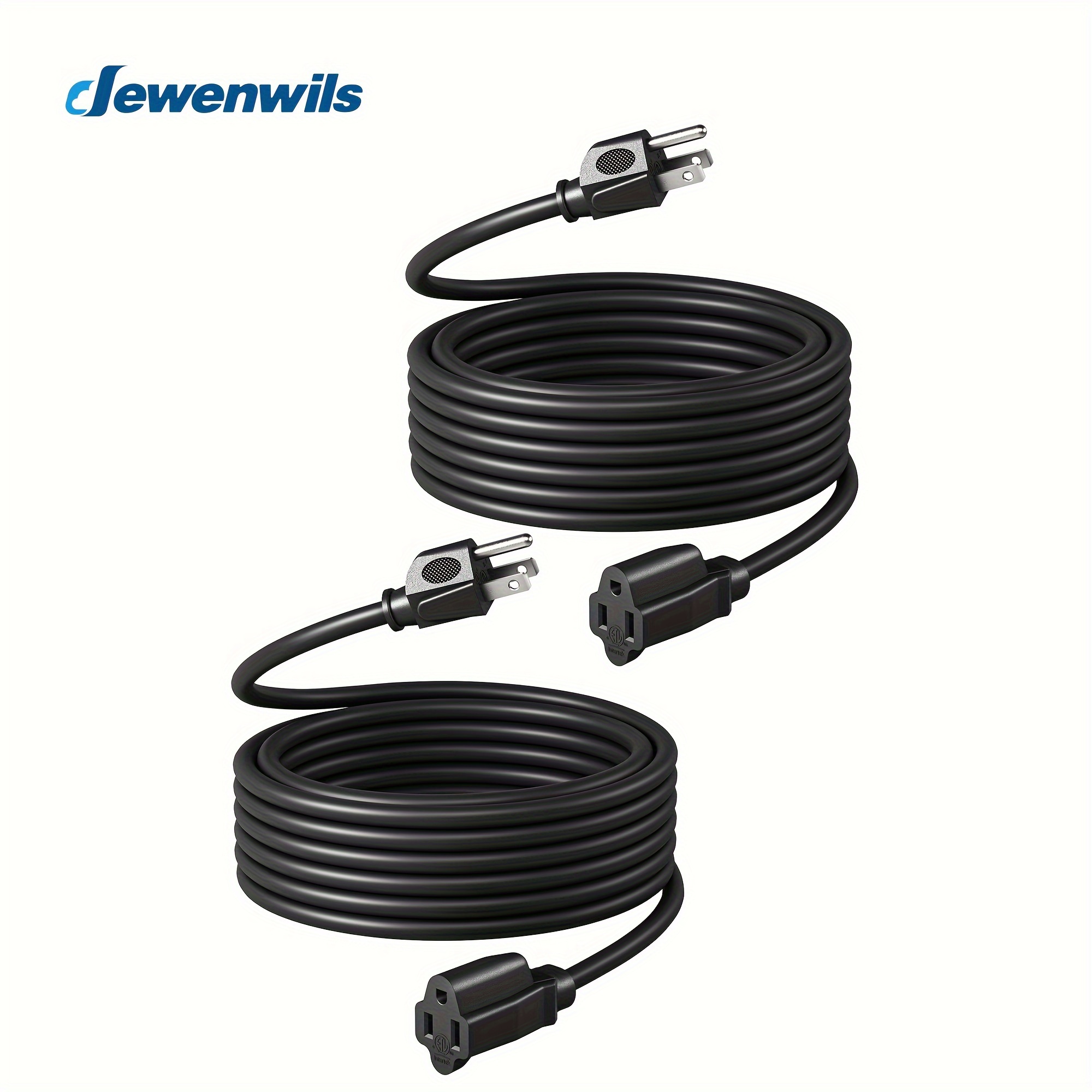 

Dewenwils 25ft Outdoor Extension Cord, Waterproof Power Cord For Indoor Outdoor Appliances, 14/3 Sjtw (2 Pack)