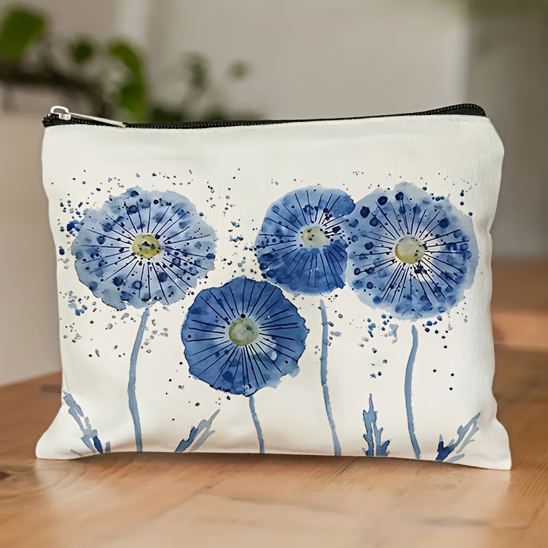 TEMU 1 pc, Trousse de maquillage aquarelle, trousse de maquillage printemps et été à impression grande capacité, sac multifonction pour articles de