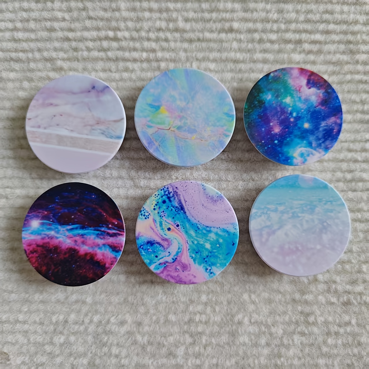 TEMU 6pcs Marble Cell Phone Foldable Finger Grip Holder For Smartphone And Tablets, Finger Grip Phone Socket For All Phones