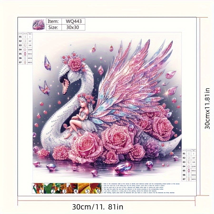 Image of Diy 5d Diamond Painting Kit - Rose Swan, , With Special-shaped Diamonds, Resin Diamonds, Mandala, And ! 30x30cm/11.81x11.81in