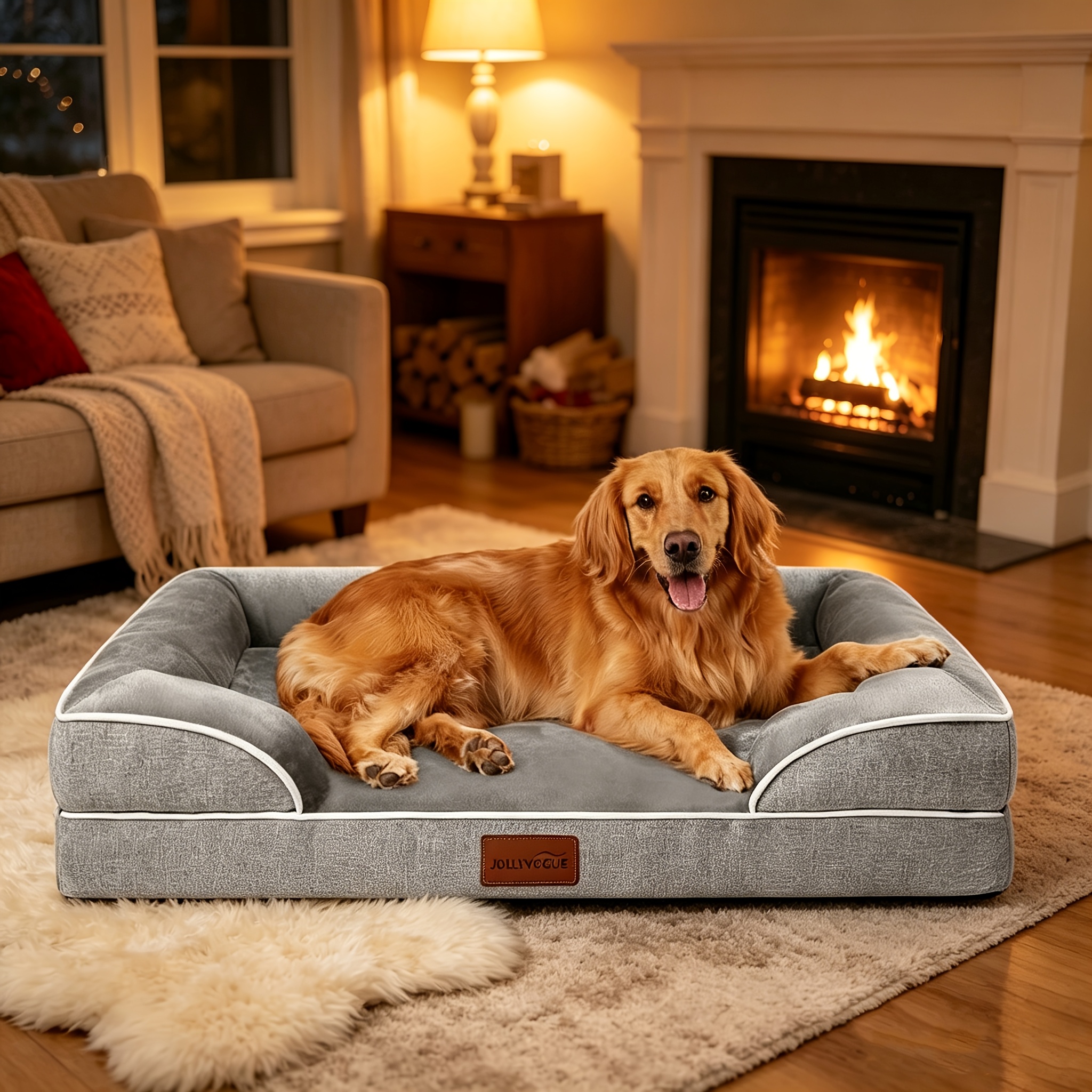 TEMU Memory Foam Dog Bed With Sides, Orthopedic Dog Sofa Bed For Medium Large Dogs, Ultra Cozy Pet Bed With Memory Foam, Removable Washable Cover