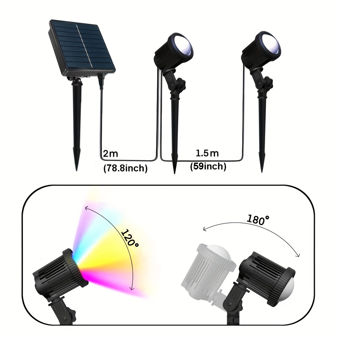 TEMU Solar Spotlights Outdoor: Rgbw Christmas Spot Light-ip65 - Remote Control 16 Color Changing Led Landscape Spotights For Yard Garden Decor