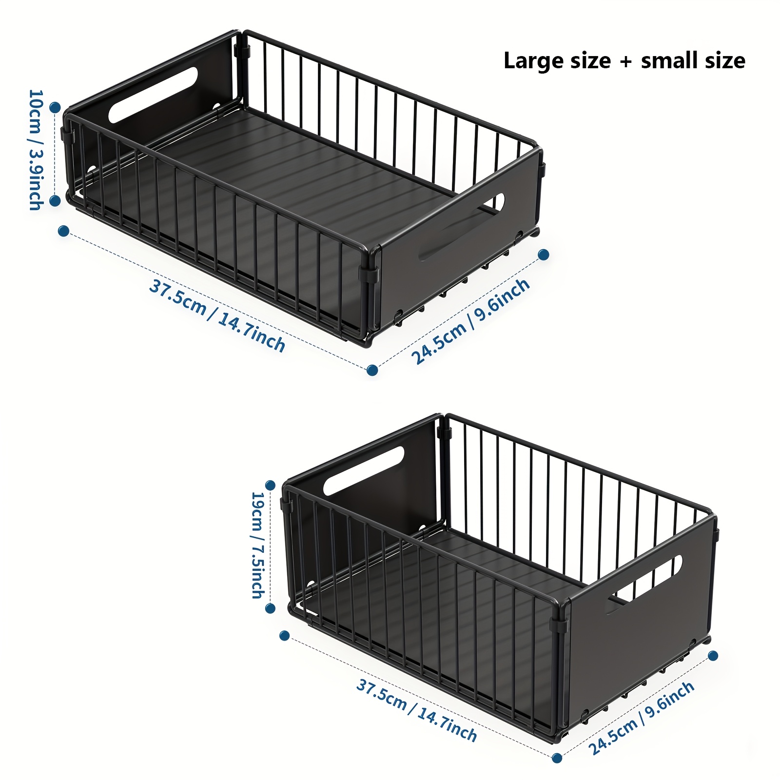 TEMU 2pcs Set Of No-punching Pull-out Storage Box, Heavy-duty Sliding Cabinet Organizer, Space-saving Shelf, Suitable For Kitchen, Bathroom, Under
