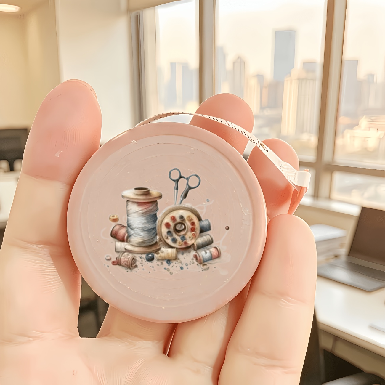 TEMU 1pc 150cm/60-inch Dual Scale Sewing Machine Printed Retractable Tape Measure, Mini Portable Soft Leather Ruler For Home Body Measurement,