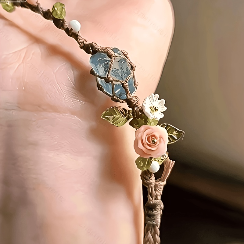 Deep Blue Fluorite Aquamarine Braided Bracelet