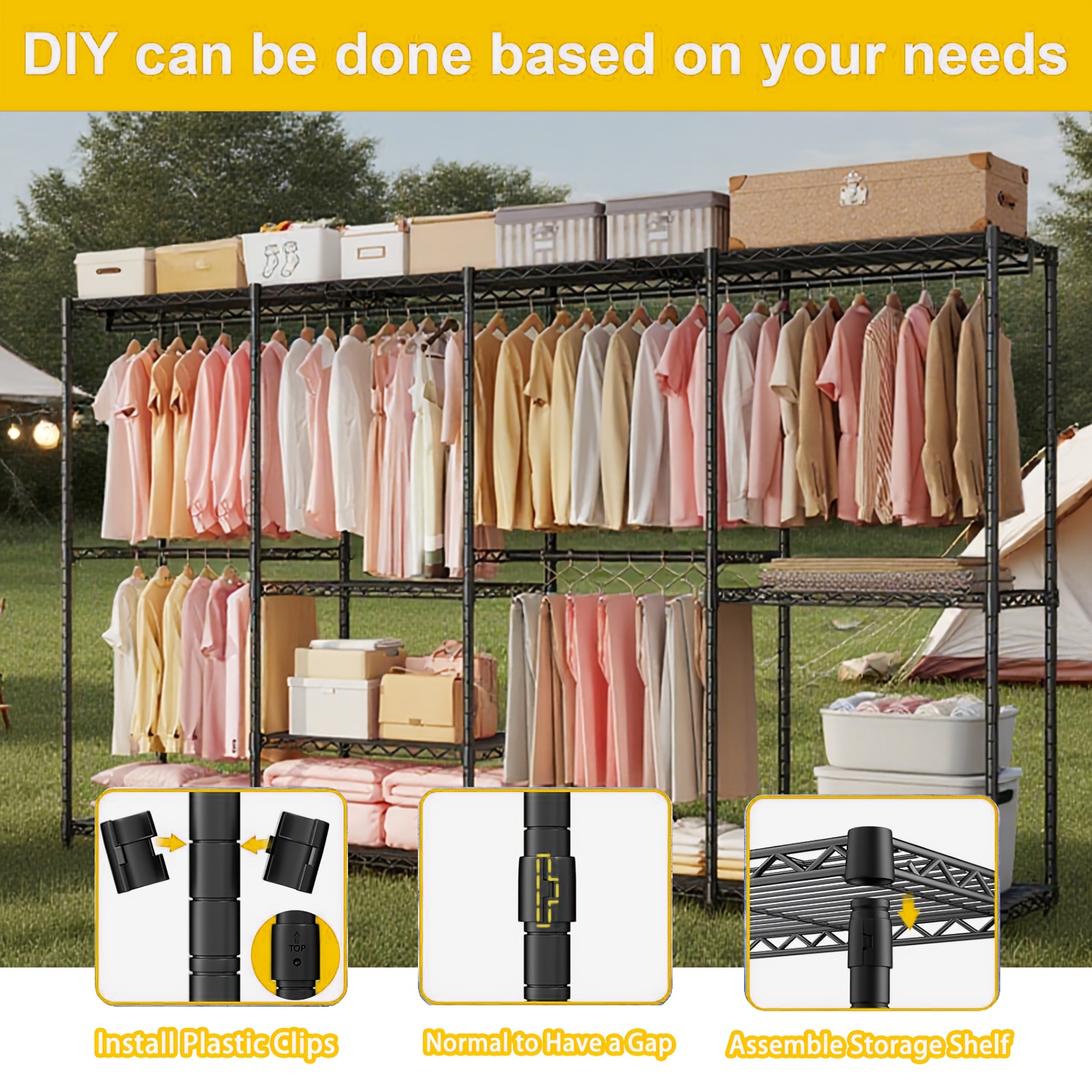 extra stor kraftig metall garderobsförvaringssystem 4 - Temu Sweden