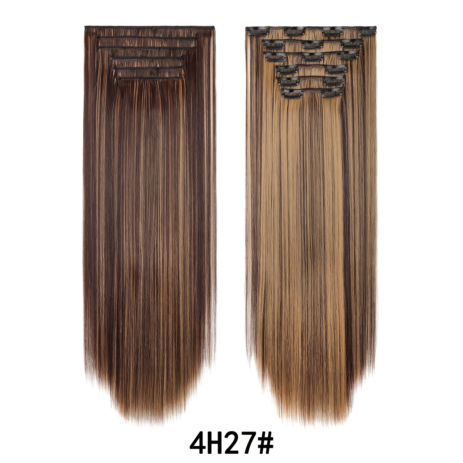 TEMU Extensions de cheveux à clips droites et longues de 16 pouces, lot de 6 pièces
