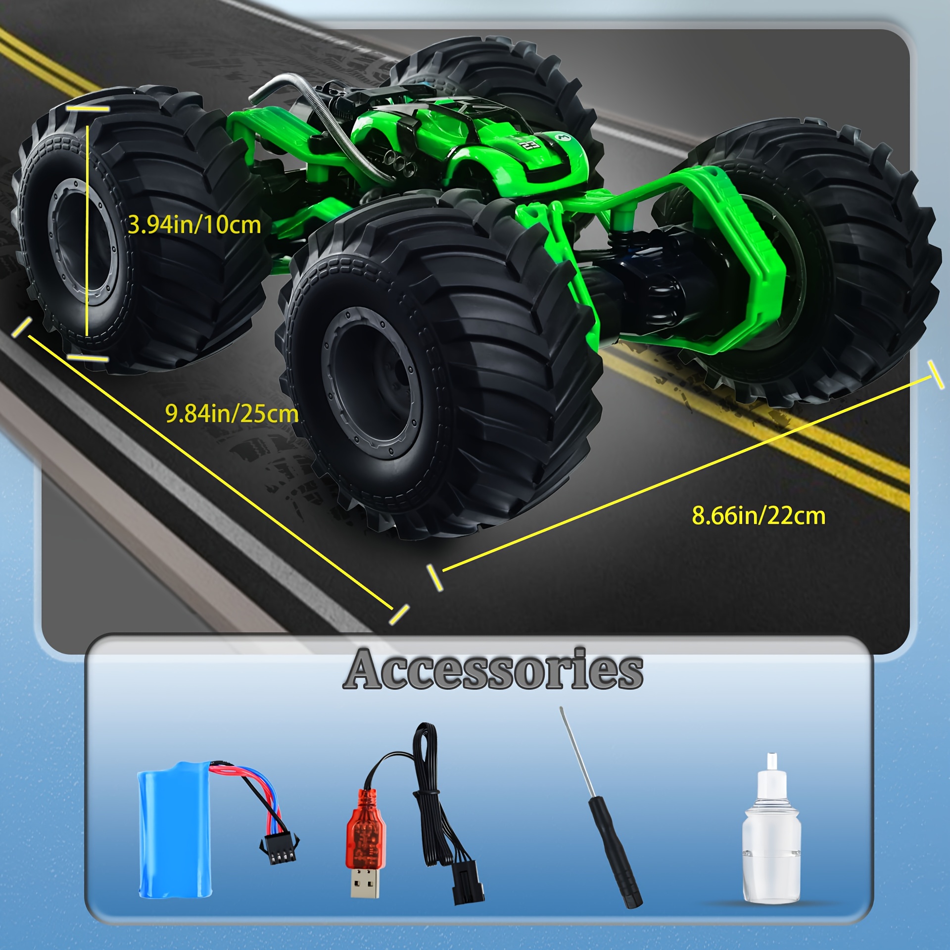 Stunt RC Car For 4-7 8-12 Years Old Boys, 40 Kilometers Per Hour All Terrain RC Truck, 360 Degree Rotation, Spray, Truck Toy Birthday, Christmas, Halloween Gift For 4-12 Years Old Boys