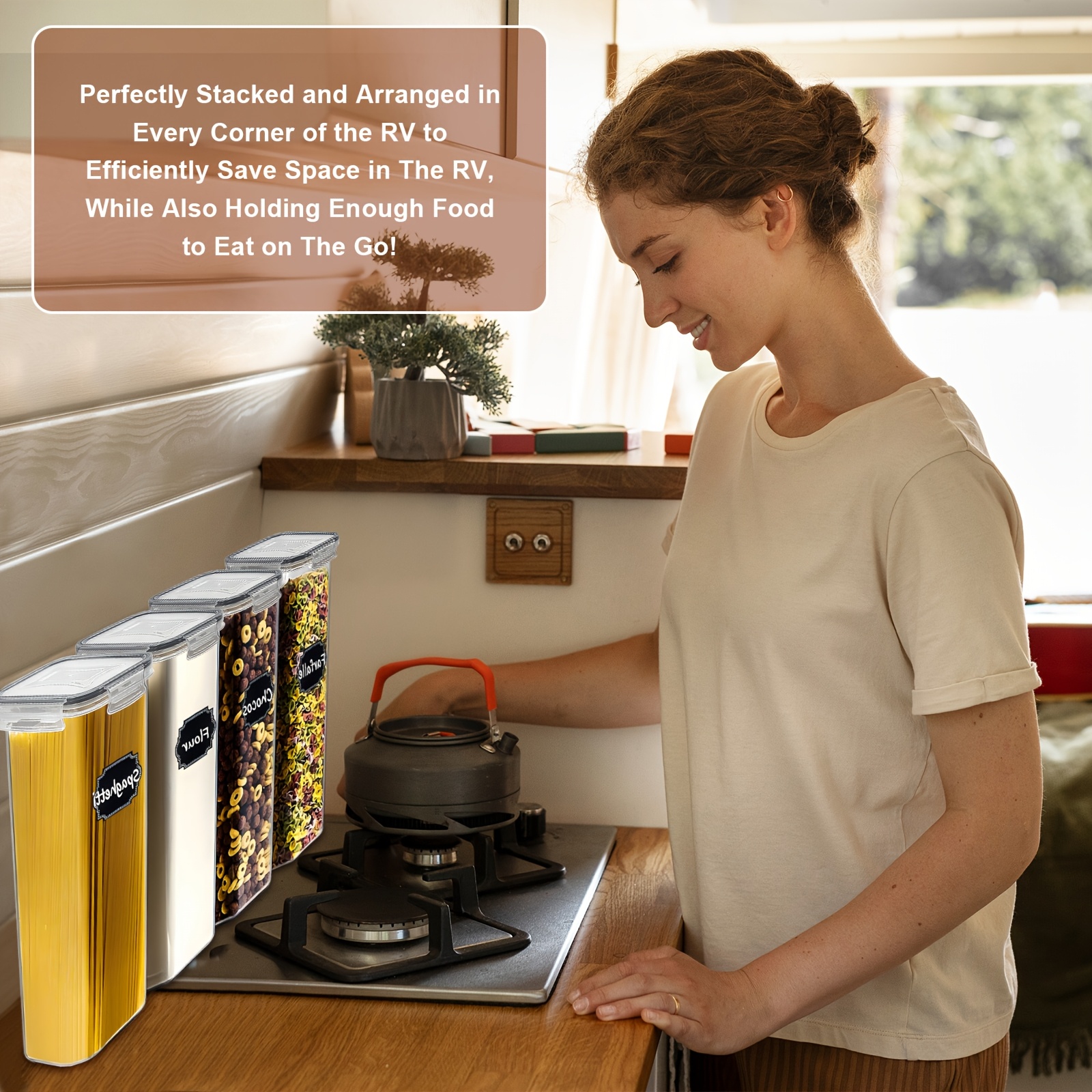 RV Must-Have! Large Food Storage Containers with Lids, 176oz, 1/2pcs  Plastic Airtight Food Storage Canisters for Flour, Sugar, Suitable for Dom