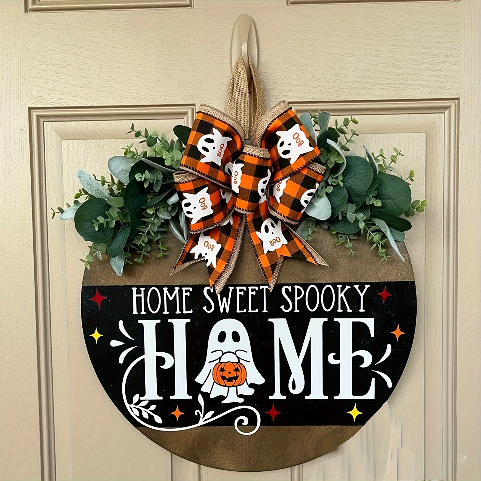 Halloween Holding Pumpkin Door Sign