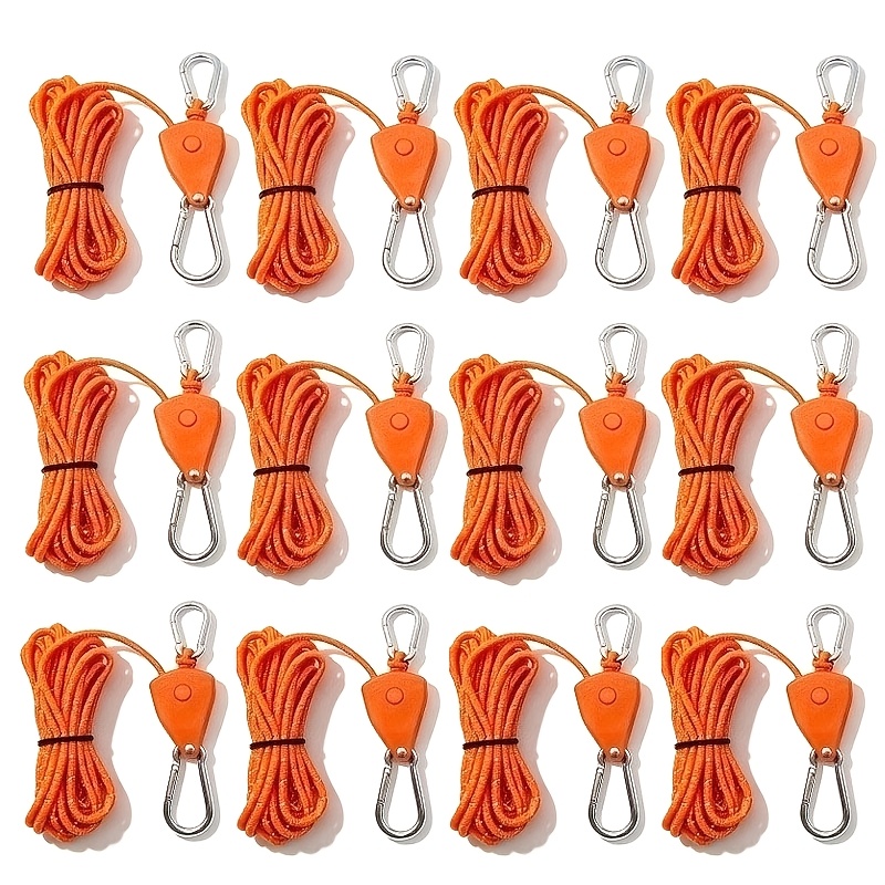 TEMU 12pcs Camping Tent Guyline Reflective Wind Rope Buckles Awning Ropes
