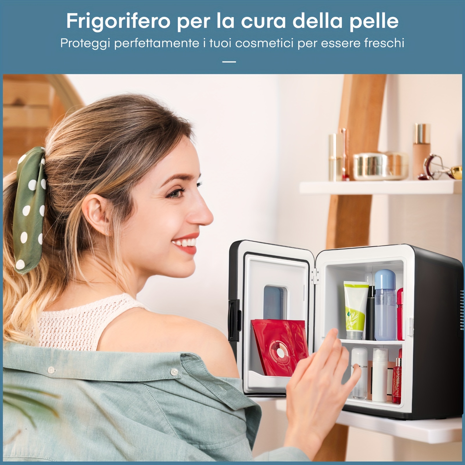 Mini Fridge 15 Liter/21 Cans, AC+DC Power Small Fridge for Bedroom, Car, Office, Thermoelectric Cooler and Warmer Skincare Fridge for Food, Drinks, Cosmetics, Max & ECO Mode, Black